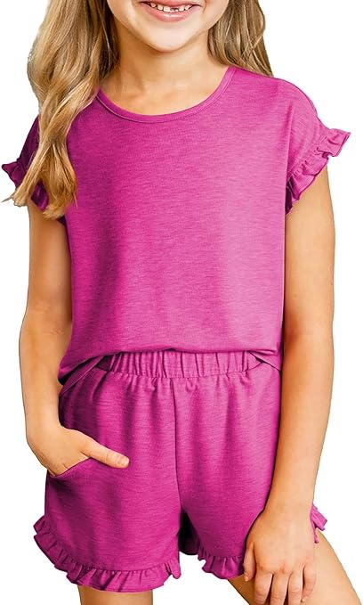 Girls Summer Clothes Sets Ruffled Matching Outfits