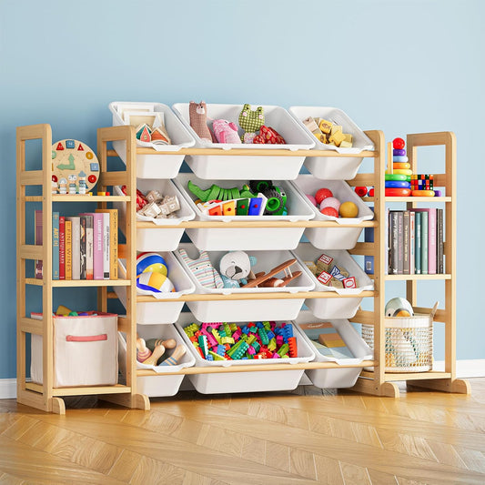 Toy Storage Organizer with 6 Shelves and 12 Bins Kids Bin Shelf, Toys Box
