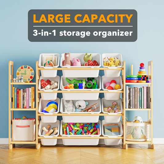 Toy Storage Organizer with 6 Shelves and 12 Bins Kids Bin Shelf, Toys Box